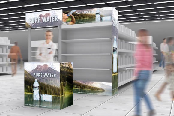 Aisle with Promotion Stand Mockup: Visualizing Retail Success Before Production