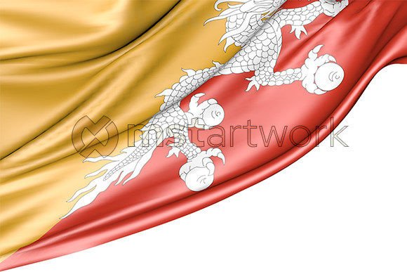 Bhutan Flag Isolated on White Background – A Versatile Design Asset