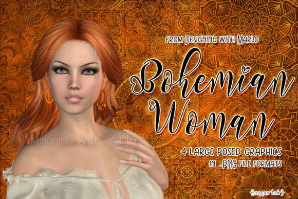 Evaluating the Copper Hair Bohemian Woman Poser Graphic for Professional Design