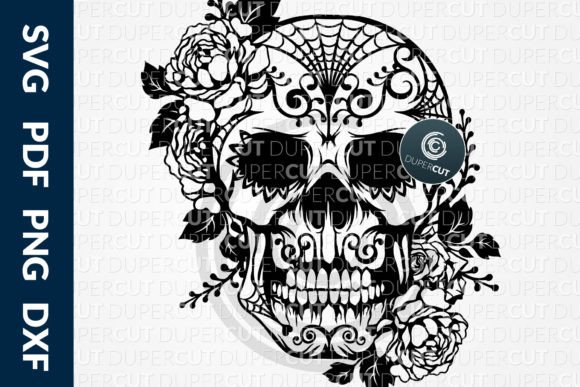 Floral Sugar Skull: Creative Design for 3D and Print Projects