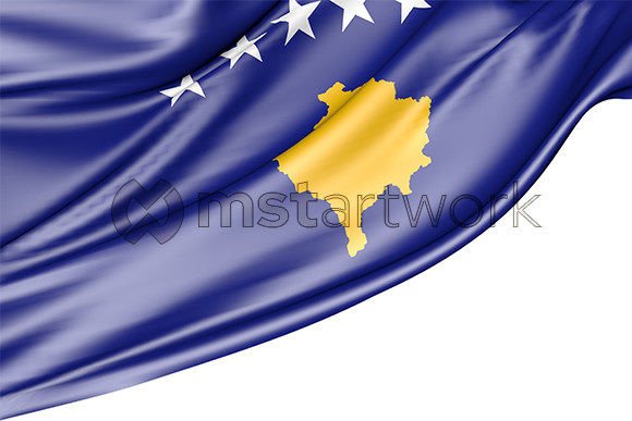 Kosovo Flag Isolated on White Background