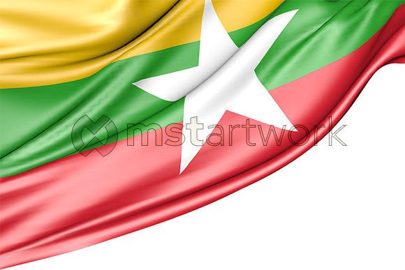 Myanmar Flag Isolated on White