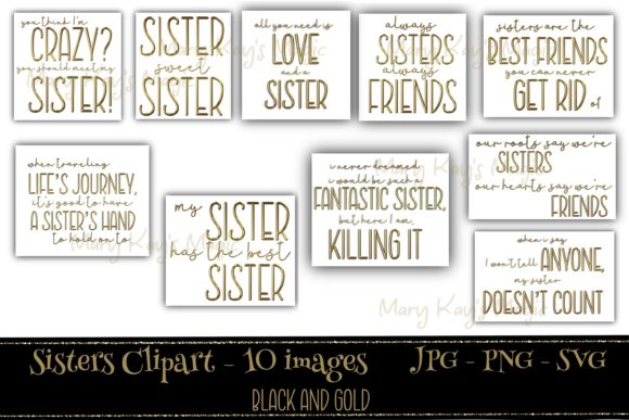 Sisters-Black and Gold-JPG, PNG, SVG: Elevating Your Creative Projects with Versatile Digital Assets