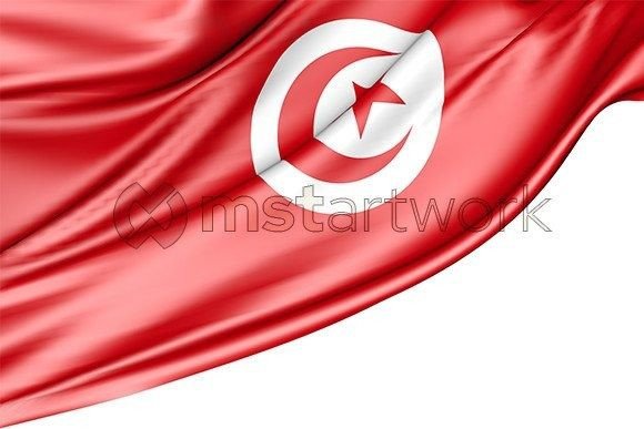 Tunisia Flag Isolated on White: Leveraging High-Resolution 3D Assets for Digital and Print Media
